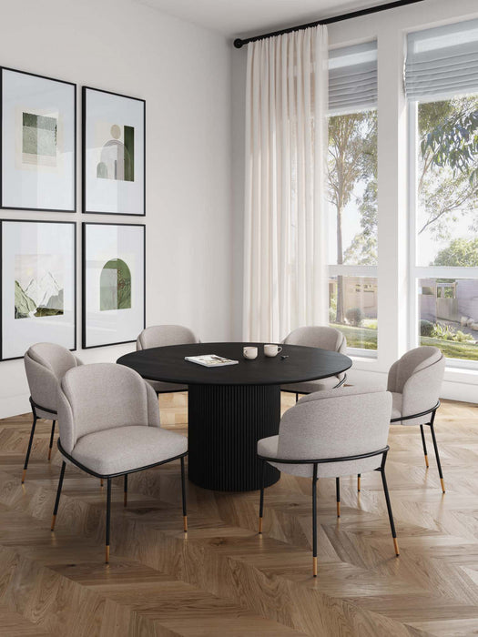 Ensemble de salle a manger moderne industriel chic Flor et Hathaway 7 pieces, coloris ble et noir