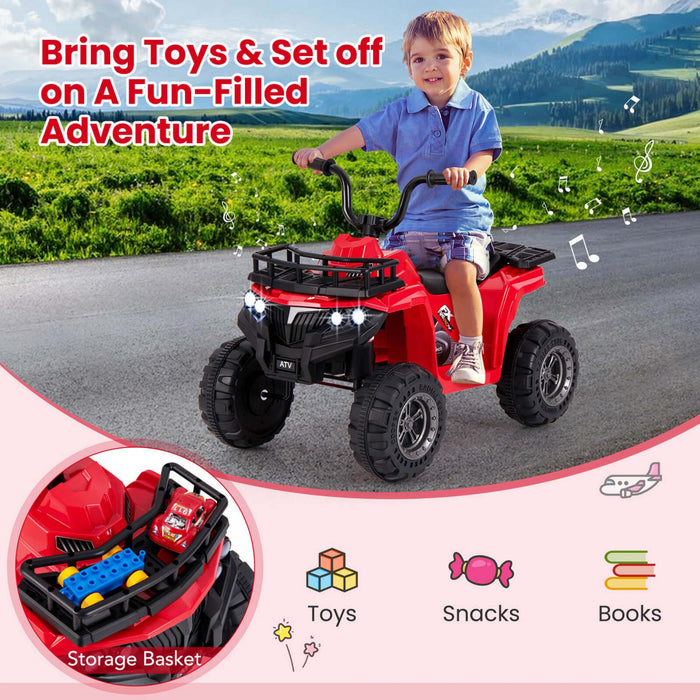 Costway Kids Ride Sur Atv Electrique 6v 4 Roues Quad Car Avec Un Bouton De Demarrage Pneus De Bande Rouge