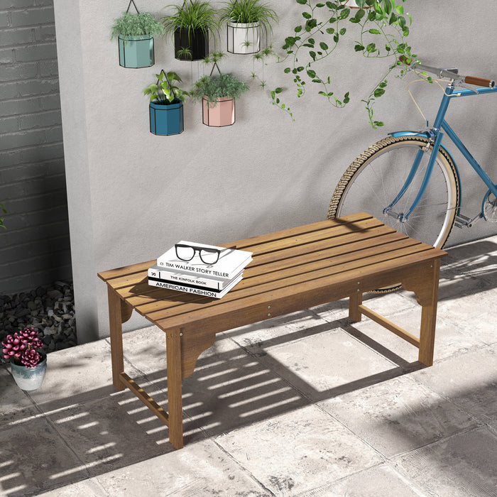 Outsunny Banc de Jardin en Bois avec Siege a Lattes pour Terrasse, Teck