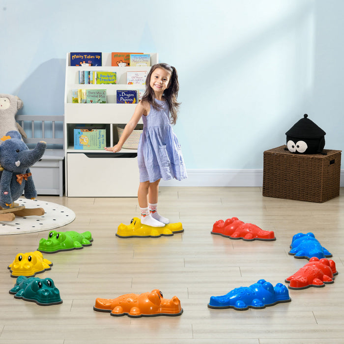 Outsunny Pierres D'equilibre Pour Enfant, 9 Pieces Anti-derapantes, Tremplins Jeu De Coordination De Parcours D'obstacles, Jouets D'equipement, Jeu Exterieur Interieur Pour 3-8 Ans, Empilables