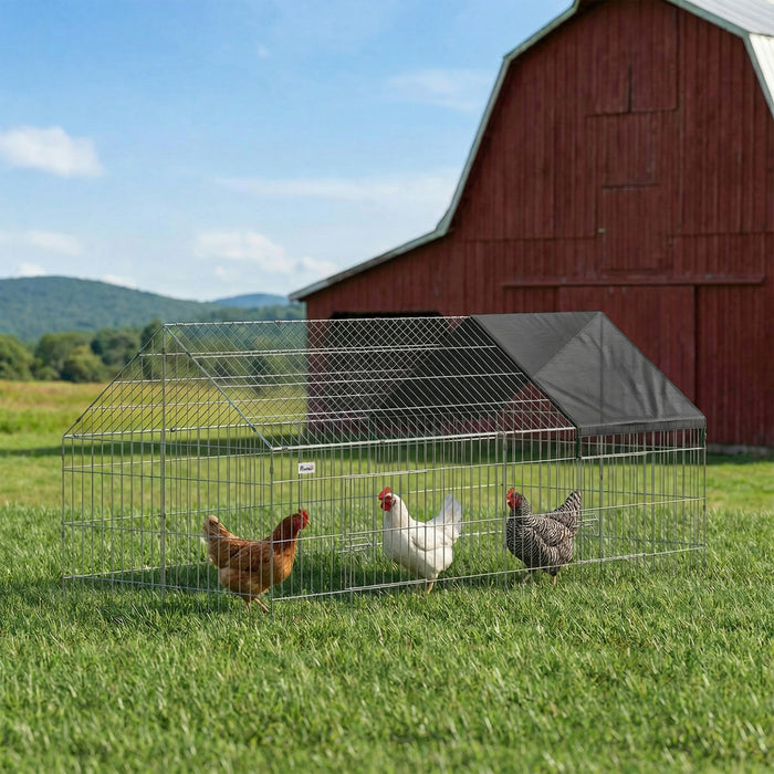 Enclos Metallique pour Poules avec Couverture, 180 x 75 x 75 cm, Noir