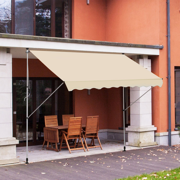 Store Banne Manuel Retractable 3l X 1,5l M Inclinaison Et Hauteur Reglable Installation Rapide Metal Alu Polyester Anti-uv Beige
