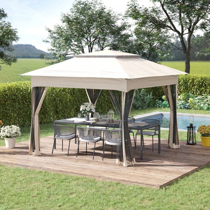 Outsunny Auvent De Tonnelle Escamotable 11'x11' Avec Sac De Transport, Kaki