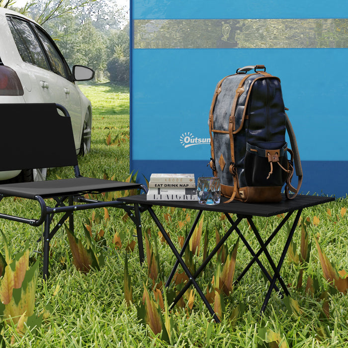 Table De Camping Pliante Outsunny, Table De Pique-nique Portable Avec Sac De Transport, Noir