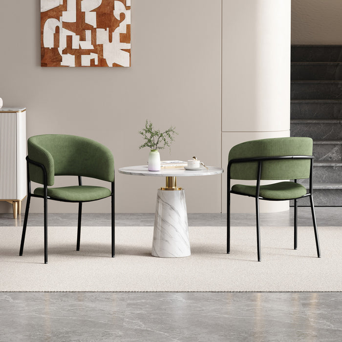 Ethan Ensemble de 2 chaises d’appoint modernes avec assise en velours cotele, pieds inclines et pieds reglables, vert