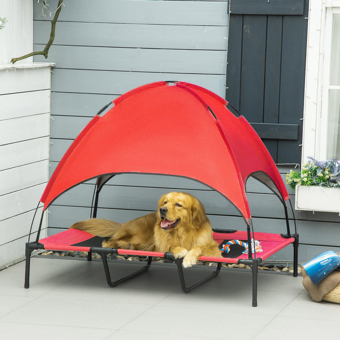 Pawhut Lit Sureleve Pour Animal De Compagnie Lit Pour Chien Portable Exterieur Et Interieur Lit De Bebe Tente Auvent Abri Instantane Rouge
