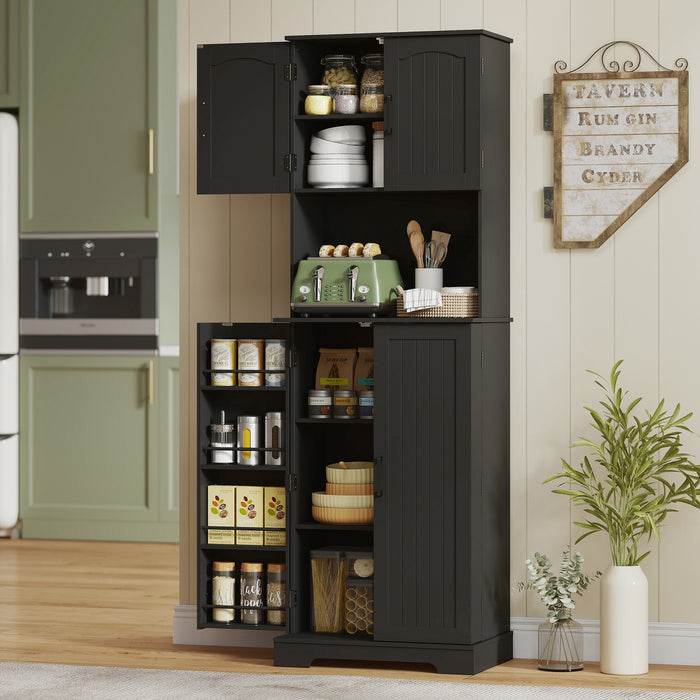 HOMCOM Armoire de garde-manger, placard de cuisine, etageres a epices, Noir