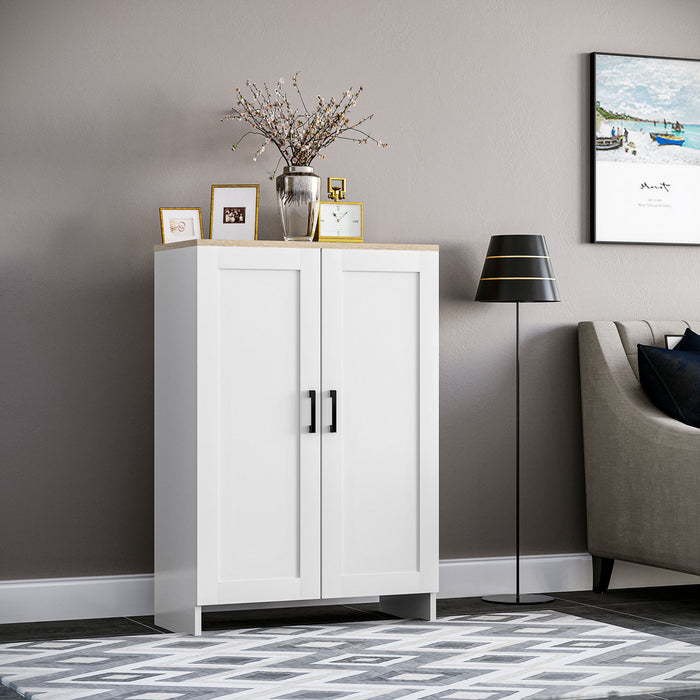 HOMCOM Armoire de rangement avec doubles portes et etagere reglable, blanc