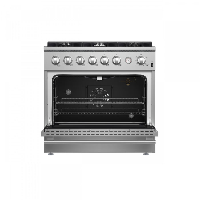 Cuisiniere a gaz Marco 36 pouces en acier inoxydable, 4,32 pi³ – FFSGS6277-36