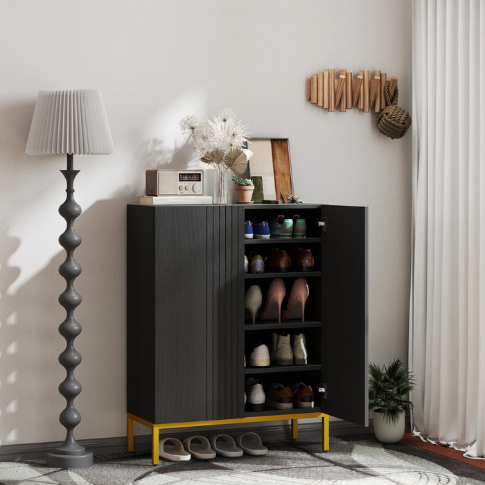 HOMCOM Armoire a Chaussures Moderne avec Portes a Fermeture Douce Noir