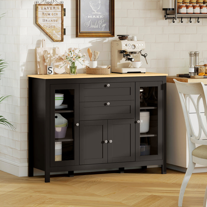 HOMCOM Buffet avec 2 Tiroirs 3 Armoires de Rangement, Marron