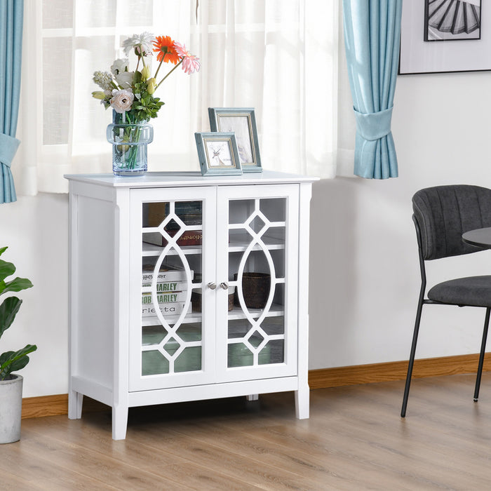 HOMCOM Buffet Vitrine 2 Portes Verre Etageres Reglables