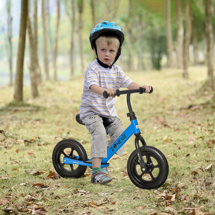 Qaba Draisienne Enfant 3-5 Ans Hauteur Selle Et Guidon Reglable Pneus 12\" Eva Repose-pieds Antiderapant Inclus Acier 35\" X 14.5\" X 23.5\" Bleu