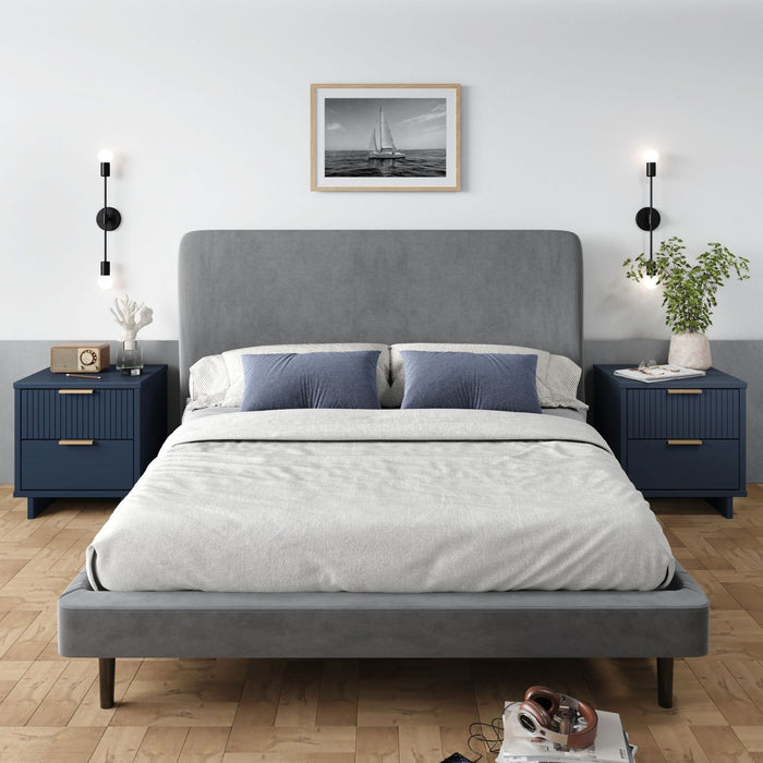 Table de nuit Granville Moderne 18\" en bleu minuit (2 tiroirs) - Lot de 2