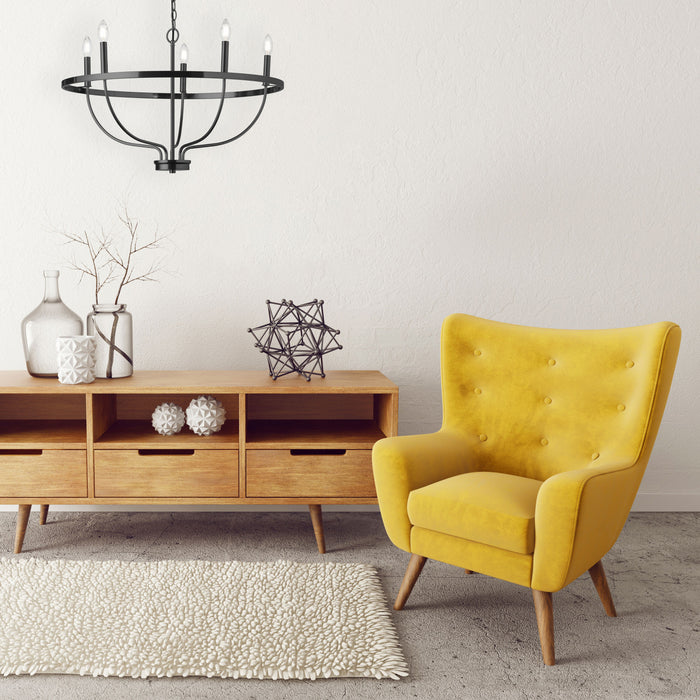 Lustre Cesar de Dainolite avec fini noir mat et 5 ampoules