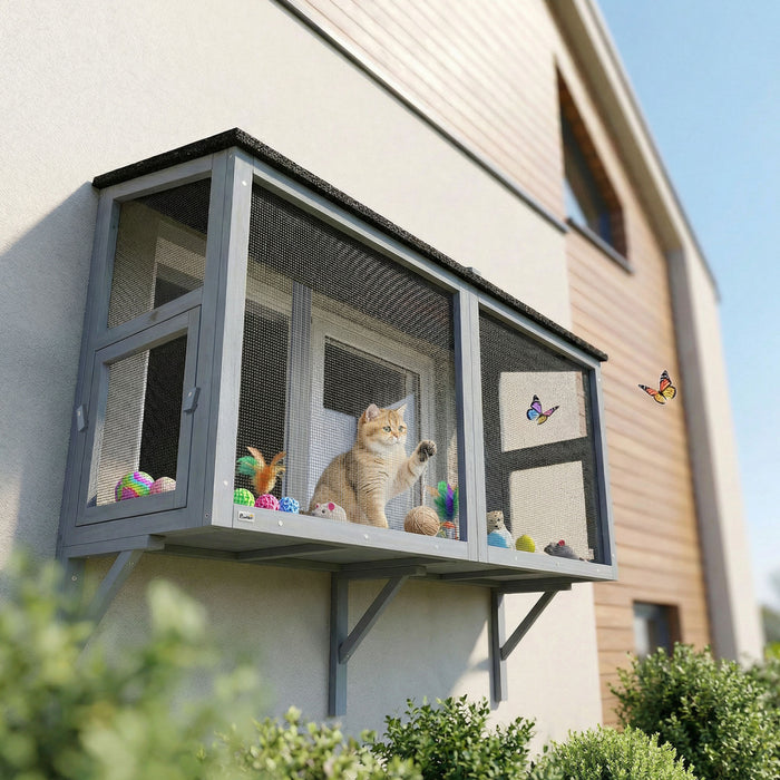 PawHut Catio pour chats d'exterieur pour fenetre