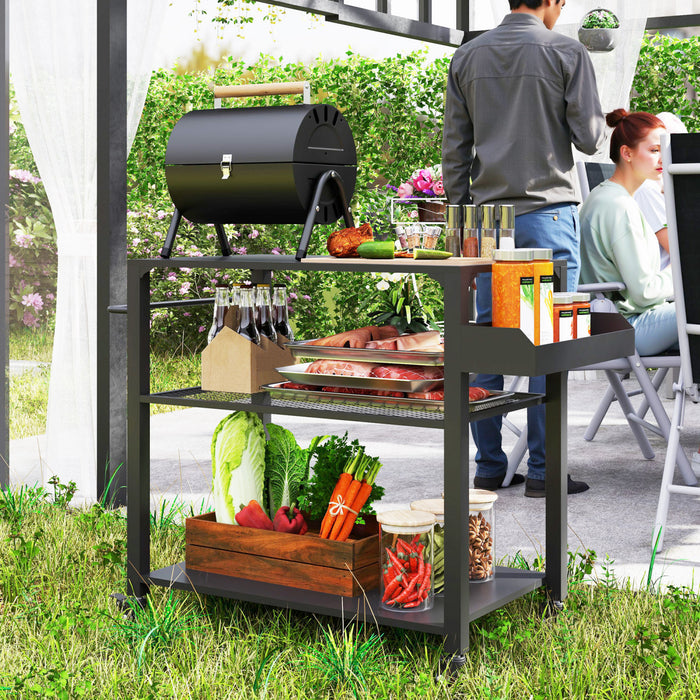 Outsunny Chariot de salle a manger pour grill, support de four a pizza