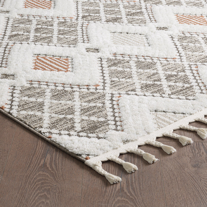 Carpette à poil long Quinto Twinkle orange - 5 pi 7 po x 7 pi 3 po