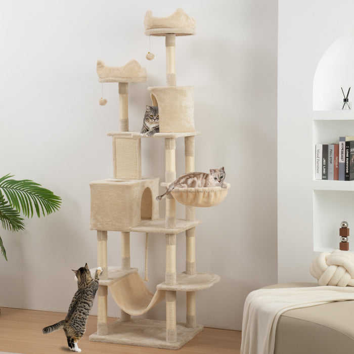 Grand Arbre A Chat De 81 Po Avec Griffoirs, Gris Fonce