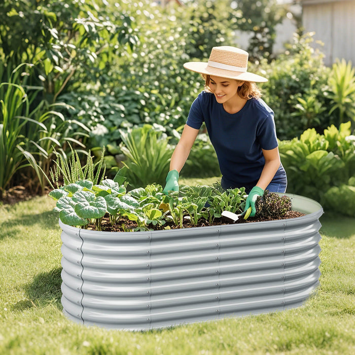 Costway 2 Pcs Souleve Kit De Lit De Jardin Planter Souleve Boites De Jardin Exterieures 65\" X 32\" X 24\" Gris