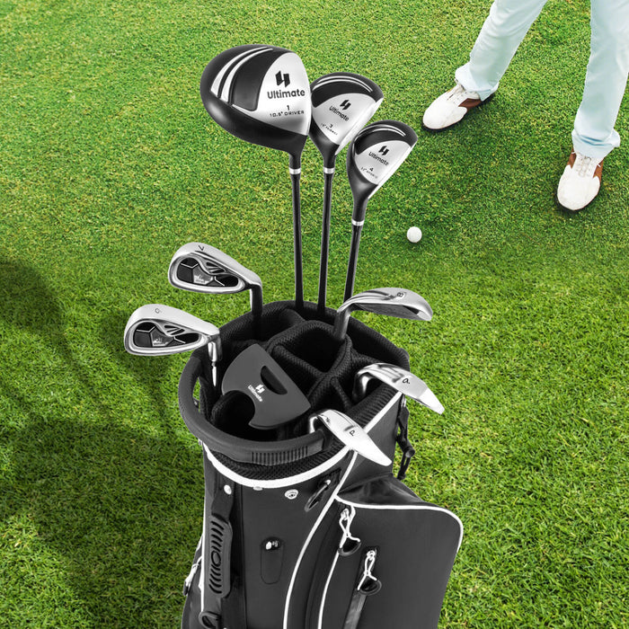 Ensemble Complet De 10 Clubs De Golf De Marque Costway Pour Hommes Avec Driver En Alliage Noir