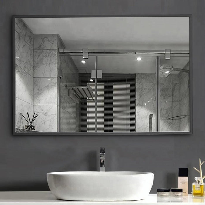 Miroir rectangulaire linéaire Arcus 30 po x 40 po fabriqué à la main - noir