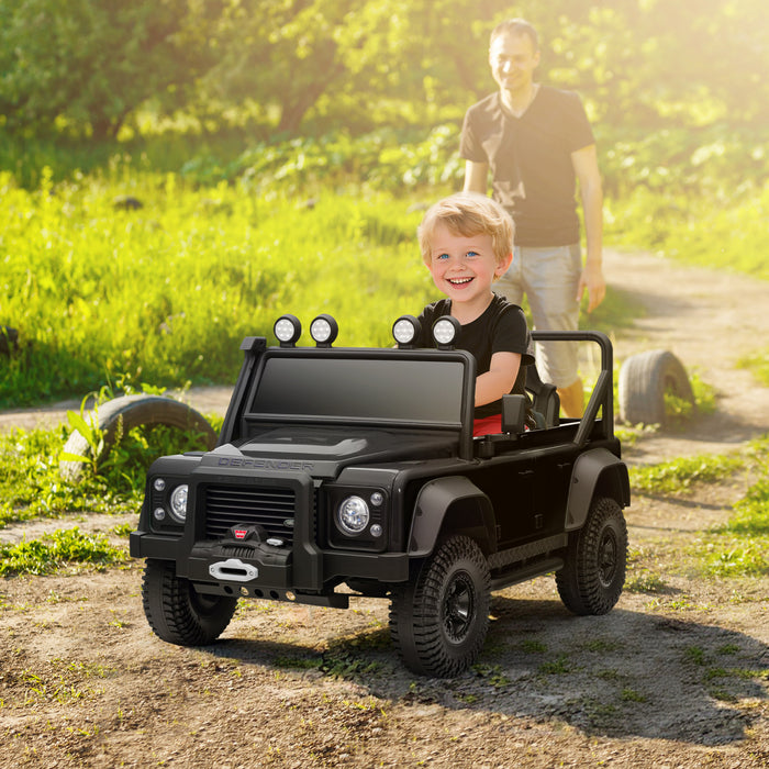 Qaba Camion Pour Enfants Electrique Sous Licence Land Rover, 12 V, Noir