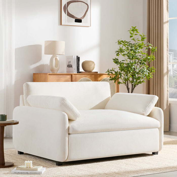 Fauteuil d’appoint surdimensionne Olivia avec coussins, blanc
