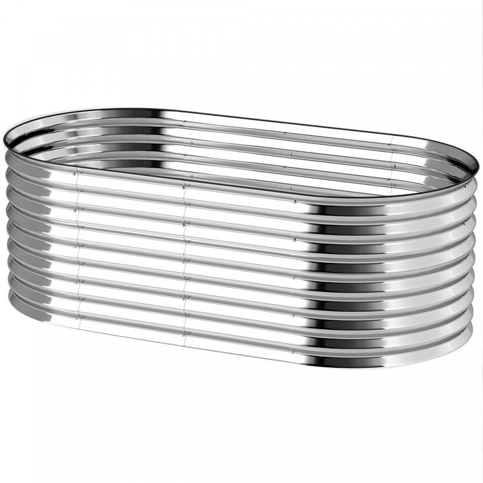 Outsunny Lit de jardin sureleve galvanise, facile a bricoler, argent