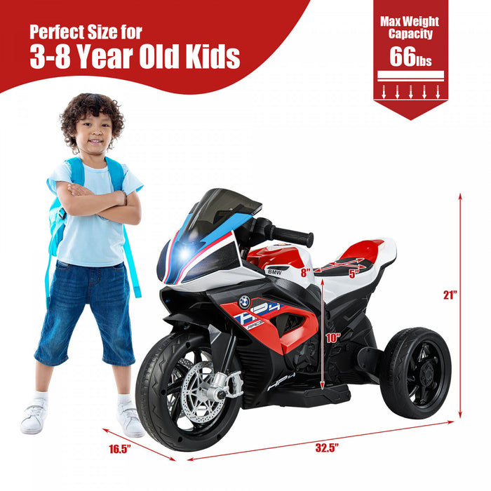 Costway 12v Enfants Rouler Sur Moto Bmw 3 Roues Electriques Sous Licence Jouet W / Lumiere Et Musique Rouge