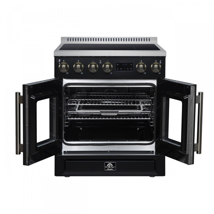 Cuisiniere a induction Torino de 30 po, noire, avec portes francaises, 4,32 pi³ – FFSIN0950-30BLK