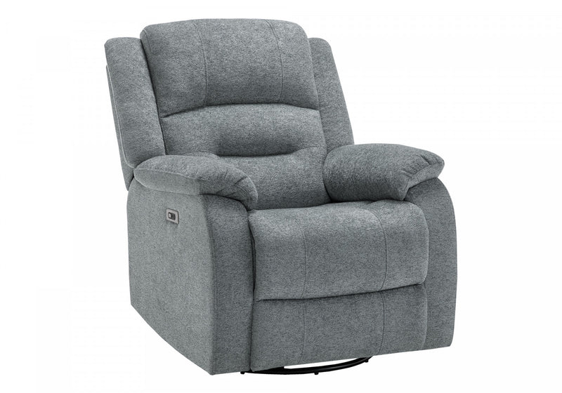 Grand Fauteuil Rembourre Inclinable, Port Usb Inclus, Tissu Bleu, Transitionnel