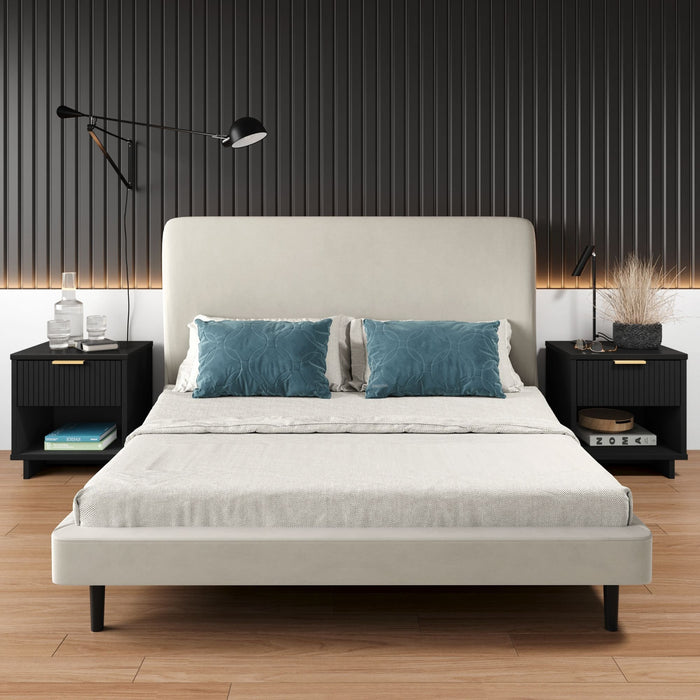 Table de nuit Granville Modern 18\" en noir (1 tiroir) - Lot de 2