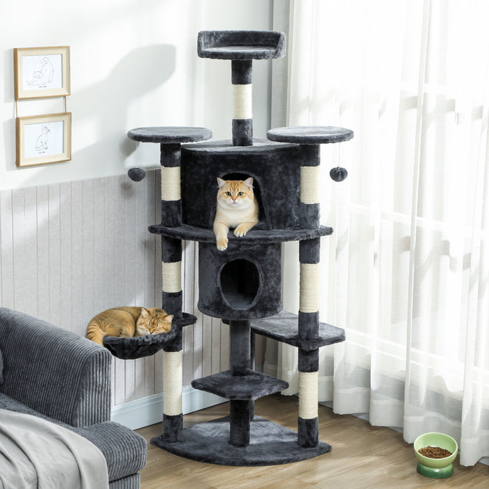 Arbre a chat de 62 pouces avec poteau a griffer pour chats d'interieur