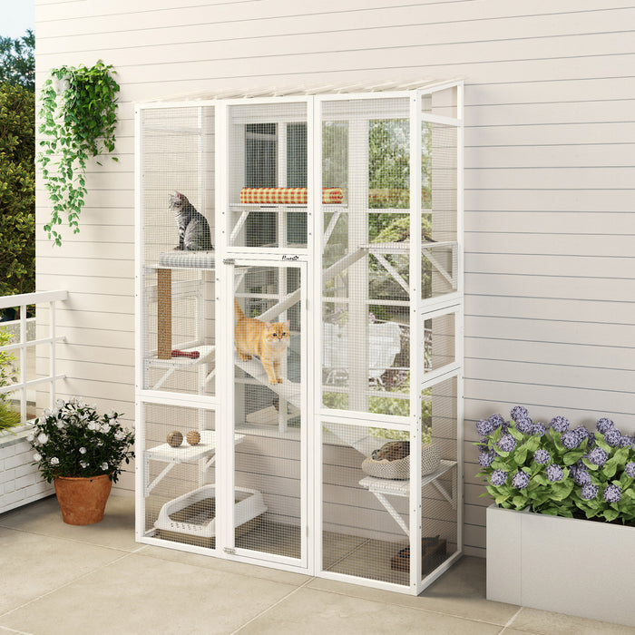 Grand Enclos Exterieur pour 2-3 Chatons, Blanc