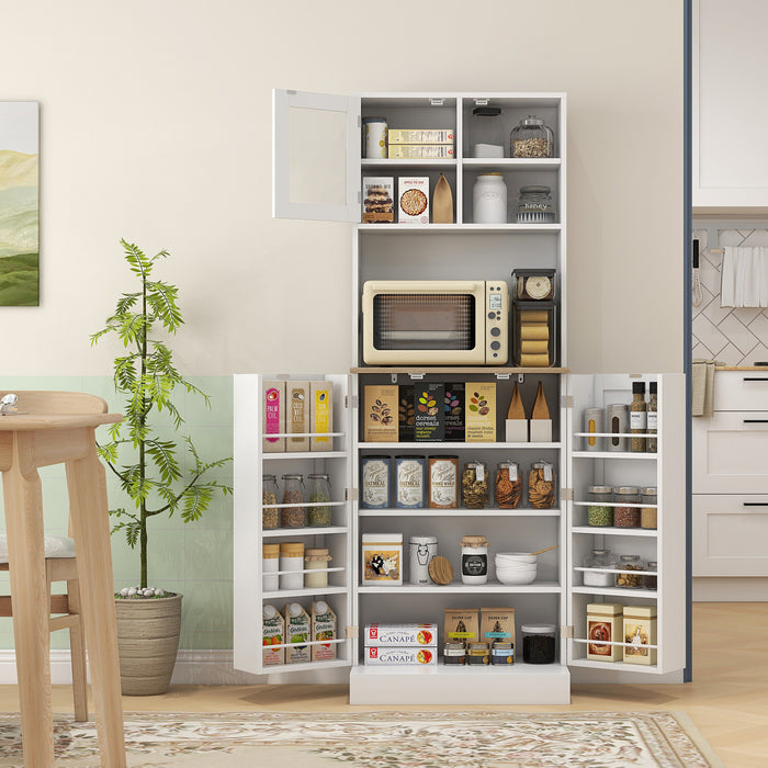 HOMCOM Armoire de rangement, garde-manger de cuisine de 66,5 po, blanc
