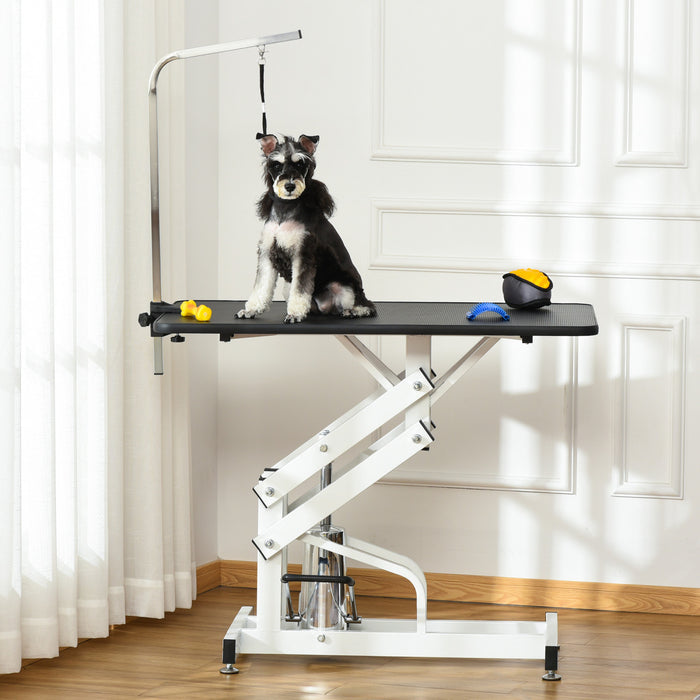 Pawhut Z-lift Professionnel Deluxe Table De Toilettage Hydraulique Pour Chien Avec Bras Coulant
