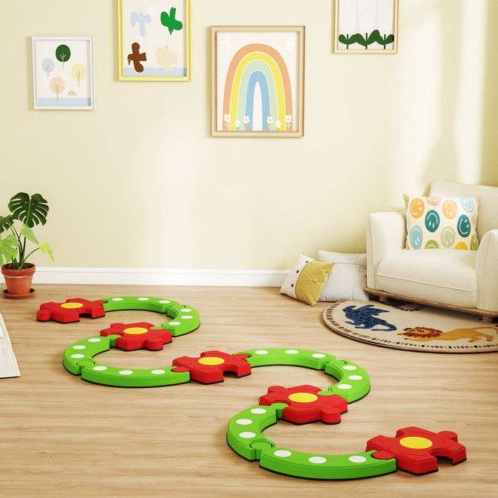 Poutres d'equilibre Qaba pour enfants, 13 pieces, pont d'equilibre avec surface et fond antiderapants, jouet Montessori pour enfants de 3 a 8 ans, developpe la coordination, vert