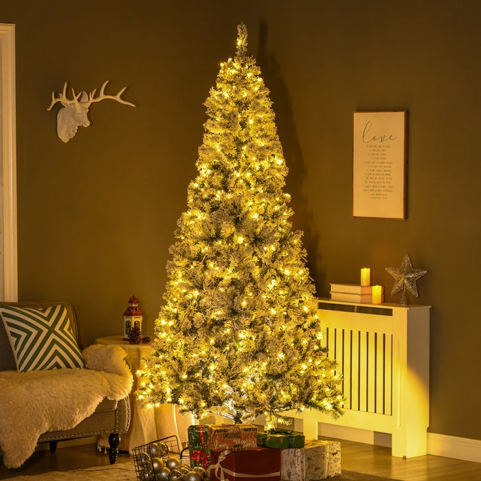 Homcom Arbre De Noel Artificiel Floque De Neige De 7,5 Pieds Avec Lumieres