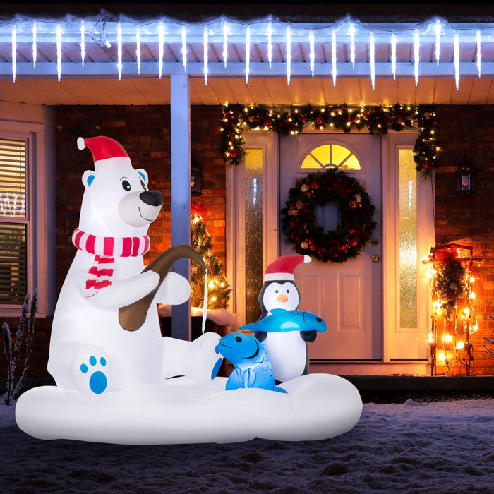 Outsunny Peche A L'ours Polaire Et Au Pingouin De Noel Gonflable