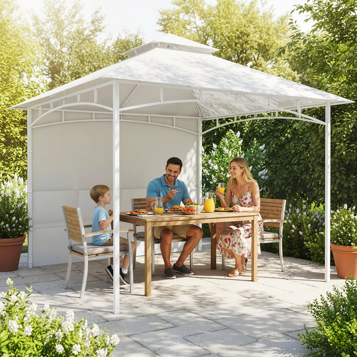 Outsunny Gazebo de terrasse 10'x10', Gazebo exterieur a double toit, creme