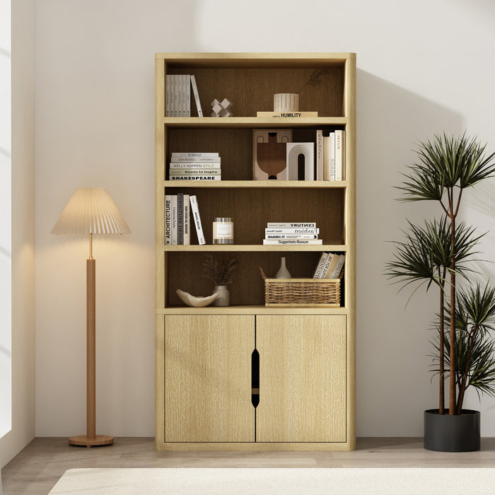 Armoire bibliotheque moderne Rivington 40\" en chene naturel