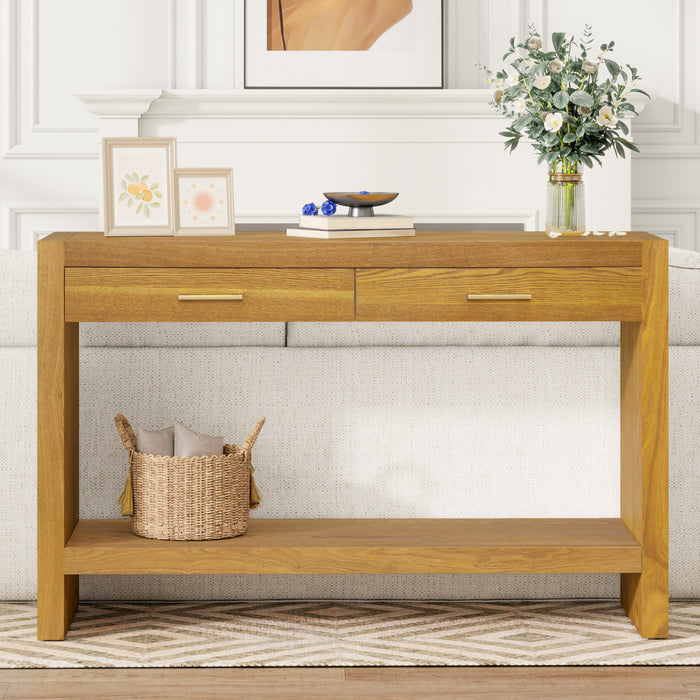 Console de style maison de campagne Aubrey 120 cm avec rangement - brune