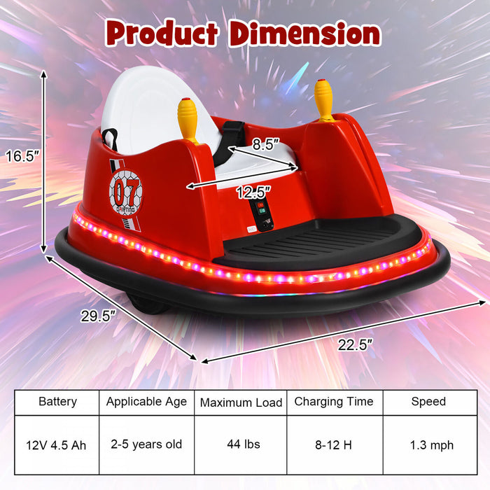 Costway 12v Vehicule 360¡a Spin Race Toy Kids Ride Sur La Voiture Pare-chocs W / Telecommande Rouge