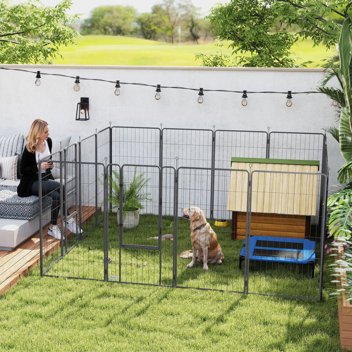 16 Panels Dog Playpen with Strap, 47\" H, for Large Dogs
