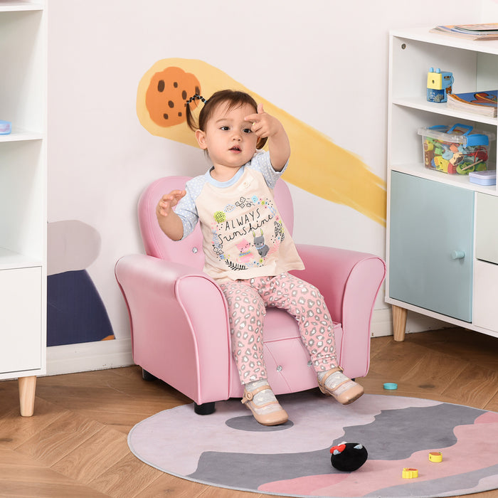 Qaba Enfants Mini Princesse Canape Chaise Toddler Enfants Rembourre Tufte Fauteuil Activite Canape Siege Inclinable Garcons Filles Meubles Rose