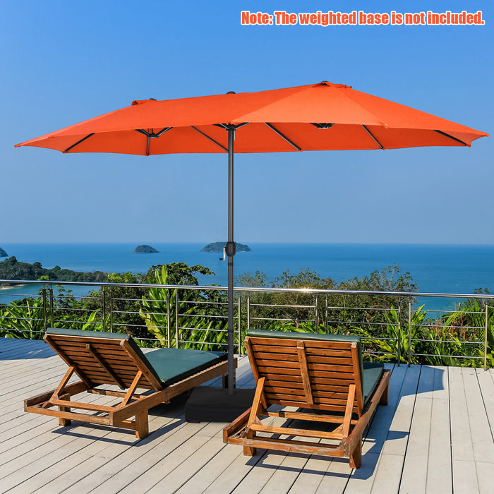 Costway Parasol double face 15FT a manivelle pour patio Jardin marche protection solaire Orange