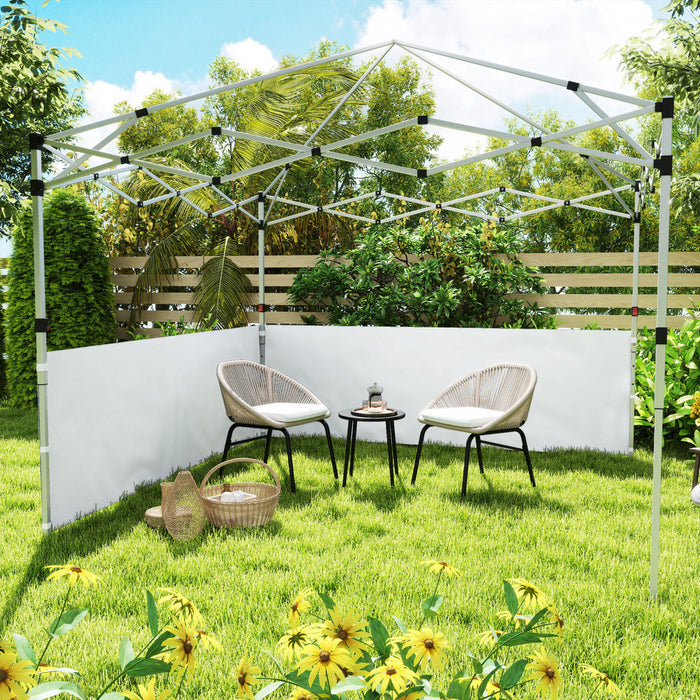 Outsunny 2 Demi-murs D'auvent Pour Auvent De 10' X 10' Ou 10' X 20', Blanc