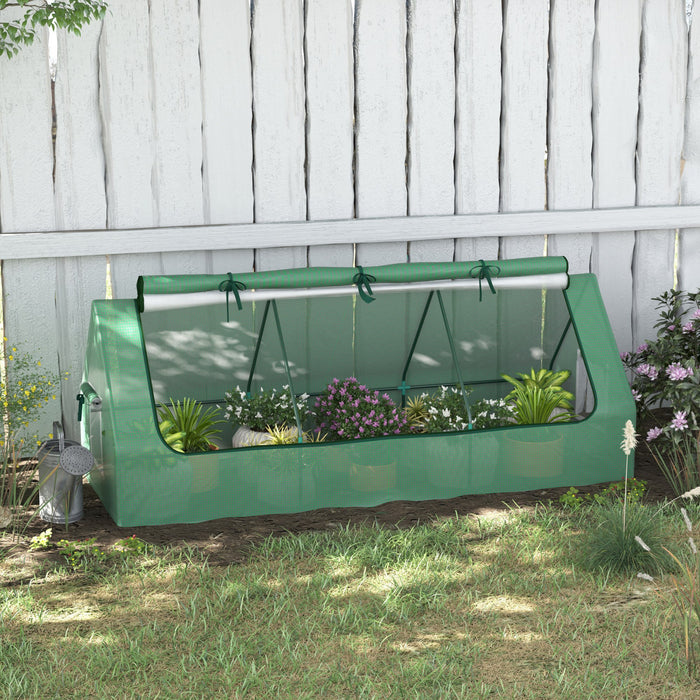 Outsunny Mini Serre, 94,5\" X 35,4\" X 35,4\" Tunnel Portable En Forme De Maison Avec Fenetres En Maille Pour Interieur Et Exterieur, Vert