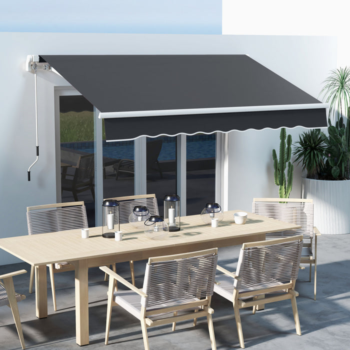 Outsunny Auvent Retractable 10' X 8' Avec Lumieres Led, Uv40+, Gris Fonce